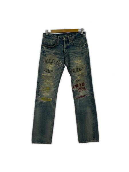 HYSTERIC GLAMOUR CPR加工 リペア クラッシュ スタッズ インディゴ (W28)