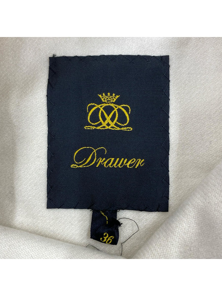 Drawer ジャケット フック ノーカラーコート ホワイト