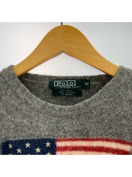 POLO RALPH LAUREN ニット・セーター アメリカ国旗 ウール グレー (M)