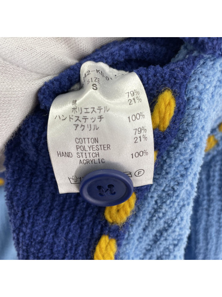 PHINGERIN 24AW PG1 KNIT ニットジャケット S ブルー×イエロー[値下]