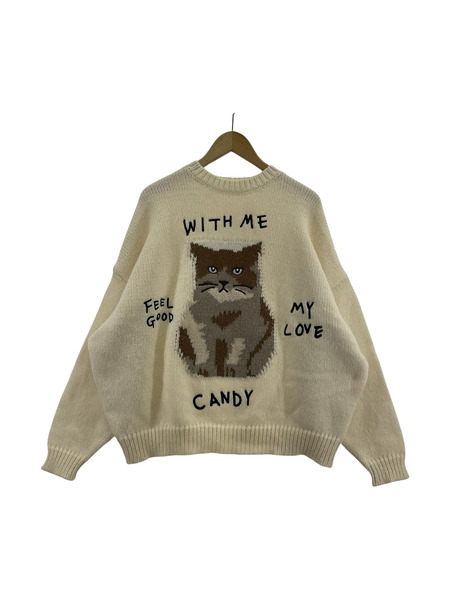 Candy Stripper ニット・セーター LAZY CAT KNIT 白 2[値下]