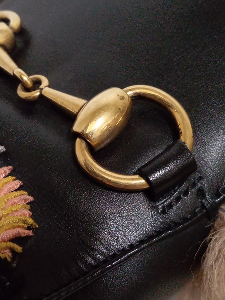 靴 GUCCI ホースビット レザーミュール タイガー刺繍