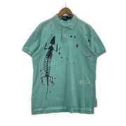 POLO RALPH LAUREN ポロシャツ CUSTOM FIT ビッグデザイン 水色 (L)
