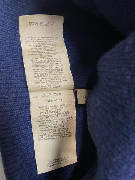 GUCCI ロゴニット帽 ネイビー Ｌサイズ