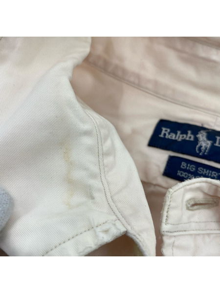 POLO RALPH LAUREN 長袖シャツ ピンクホワイト (XL)