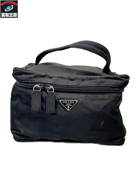 PRADA プラダ ナイロン バニティ バッグ ブラック 三角ロゴプレート PRADA 三角プレート ナイロンバニティバッグ 黒｜商品番号