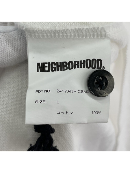 NEIGHBORHOOD 24SS PIQUE LINE POLOSHIRT SS WHT L[値下]