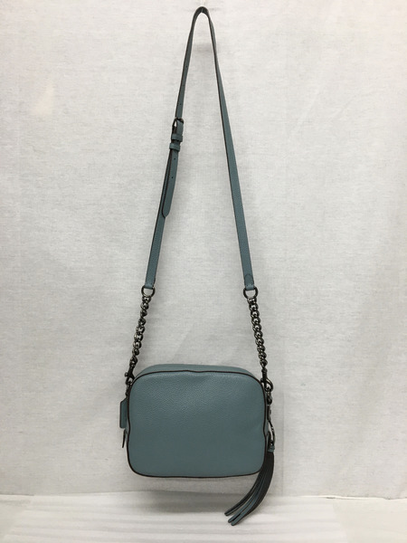 COACH　ショルダーバッグ フリンジ サックス レザー