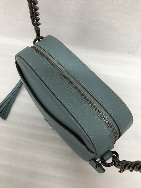 COACH　ショルダーバッグ フリンジ サックス レザー