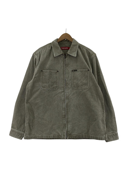 Supreme washed corduroy zip up shirt（L)