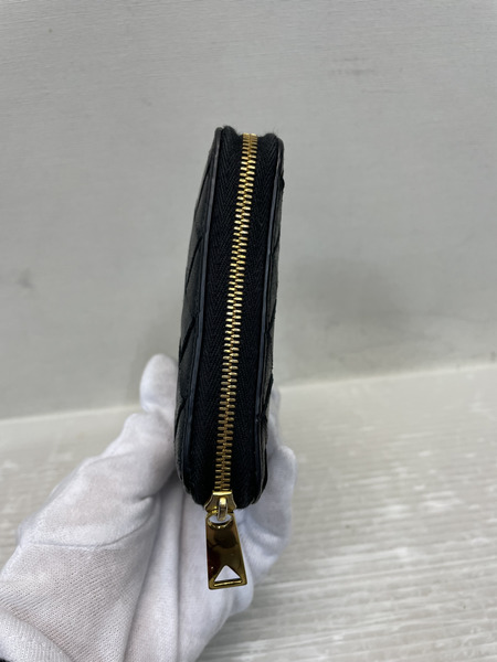 Bottega Veneta イントレチャート スクエアラウンドジップ 黒