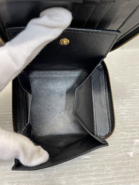 Bottega Veneta イントレチャート スクエアラウンドジップ 黒