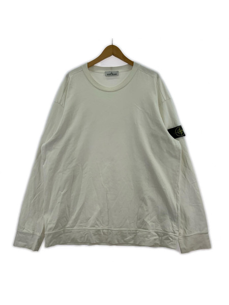 STONE ISLAND 長袖Tシャツ・カットソー ロゴパッチ ガーメントダイ スウェット ロンT 白 XXL