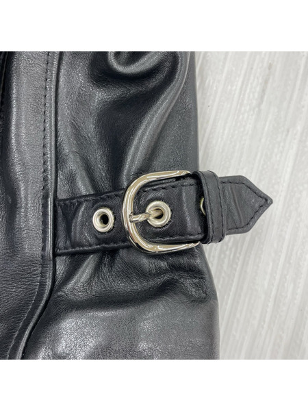 レザージャケット KADOYA スタンドカラー シングルライダースジャケット（M）