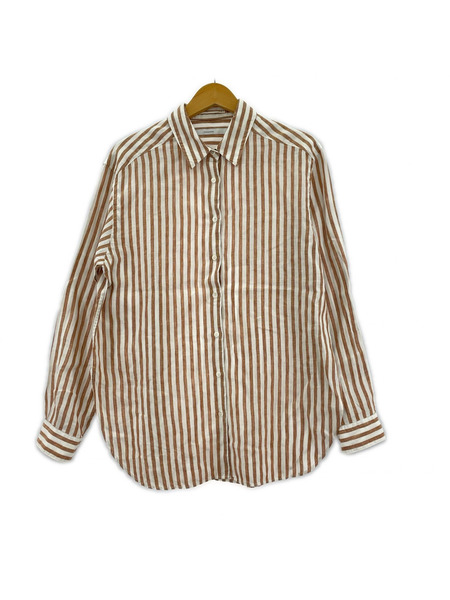 FRAMeWORK 長袖シャツ フレンチリネンストライプシャツ