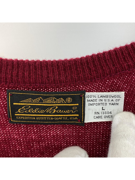 Eddie Bauer 80s-90s Vネックニット レッド