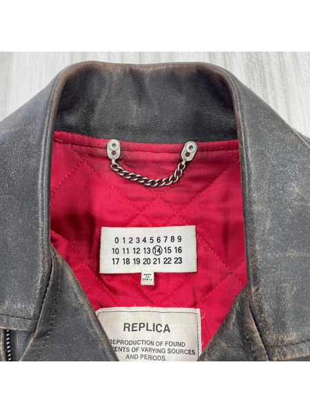 MAISON MARGIELA 15SS REPLICA 加工 ダブルライダースジャケット 46 黒