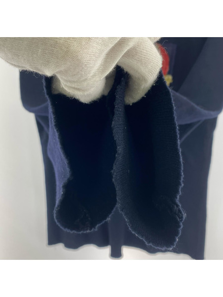 tricot COMME des GARCONS 02AW ハートワッペン スパンコールデザインニット M紺