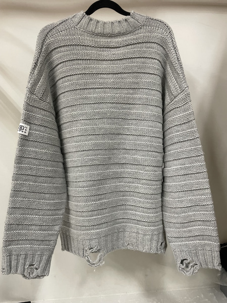 MM6 25AW ダメージ加工オーバーサイズカーディガン グレー