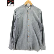 Engineered Garments L S ノーカラーシャツ  ブルー
