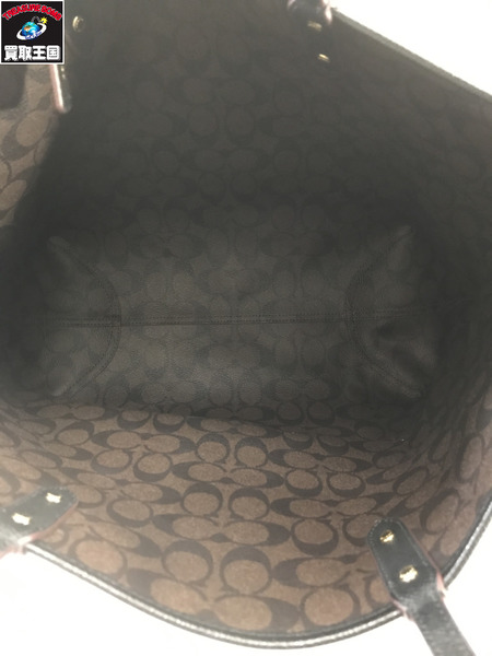 COACH トートバッグ リバーシブル シグネチャー 黒茶 F36658