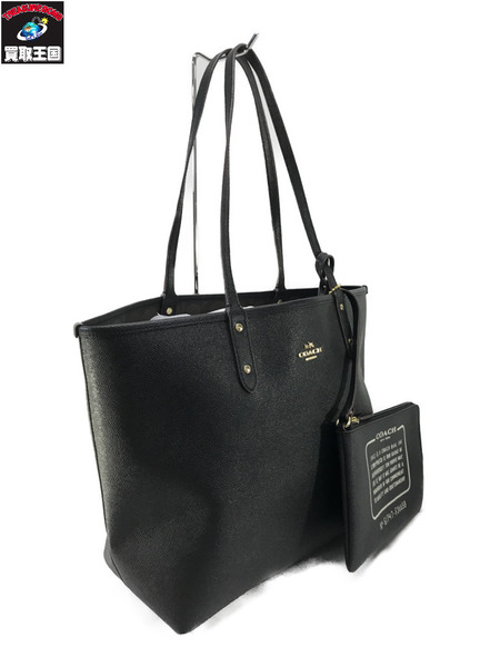 COACH トートバッグ リバーシブル シグネチャー 黒茶 F36658