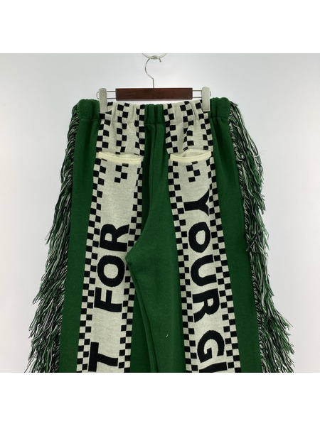 COGNOMEN フリンジニットパンツ FOOTBALL SCARF KNIT PANTS/L/グリーン