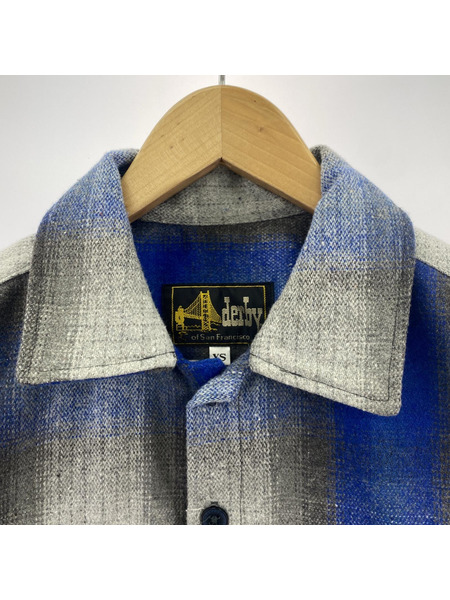 Derby of San Francisco オンブレチェックシャツジャケット XS ブルー