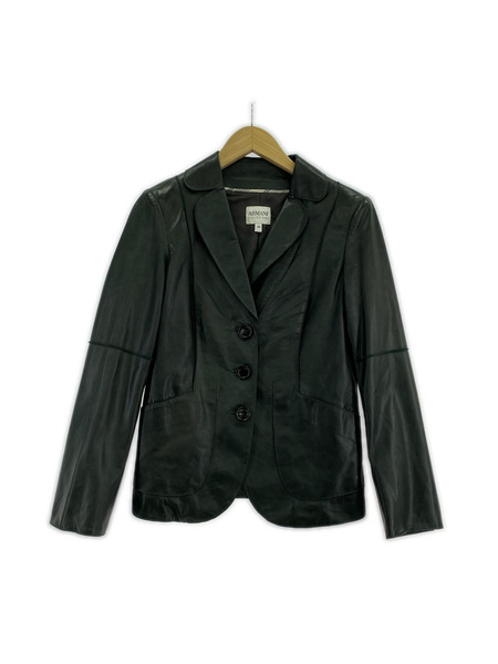 ARMANI COLLEZIONI レザーテーラードジャケット 38 ブラック