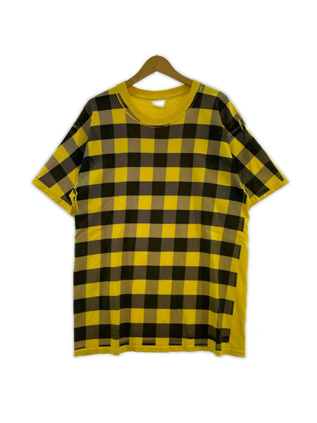 GOODENOUGH 半袖Tシャツ・カットソー ブロックチェック Tシャツ イエロー×ブラック