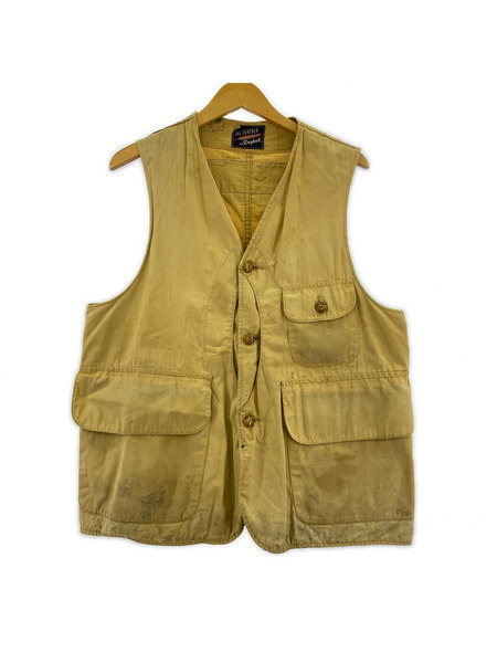 OLD・VINTAGE ジレ・ベスト 40s  ハーフムーン ハンティングベスト BEG