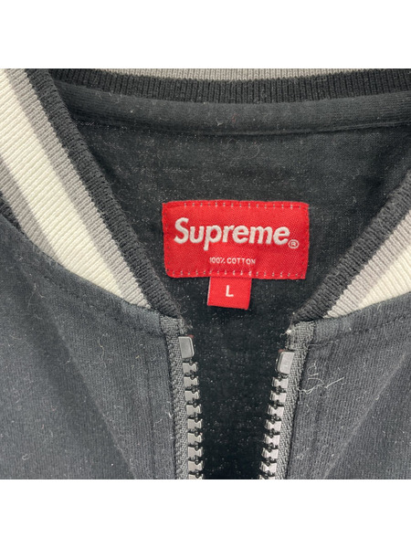 17SS/Supreme/Half Zip S/S Baseball Top/L/BLK