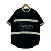 17SS/Supreme/Half Zip S/S Baseball Top/L/BLK
