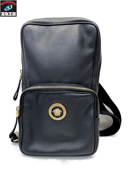 VERSACE メドゥーサ レザースリングバッグ ブラック