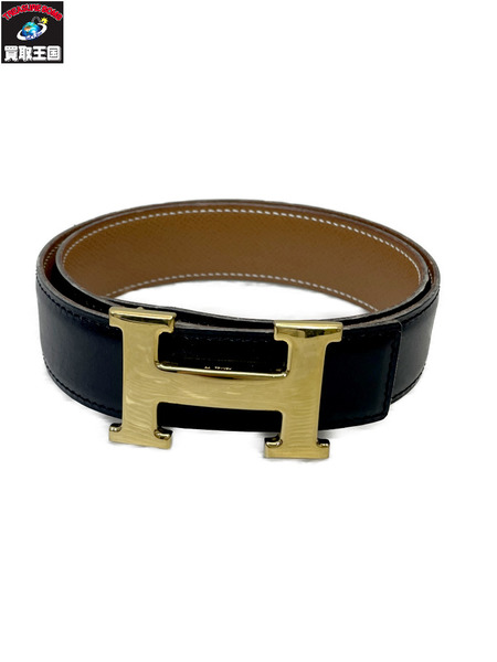 HERMES コンスタンスH レザーベルト 黒×金[値下]