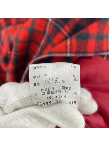 MACKINTOSH PHILOSOPHY 長袖ワンピース ウールワンピース/RED/チェック柄/38