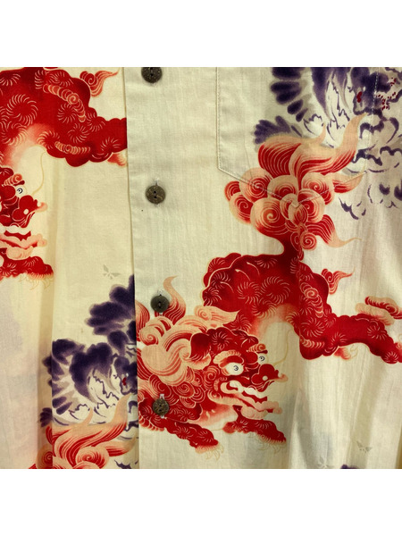 SUN SURF 半袖シャツ アロハ 総柄 ベージュ M