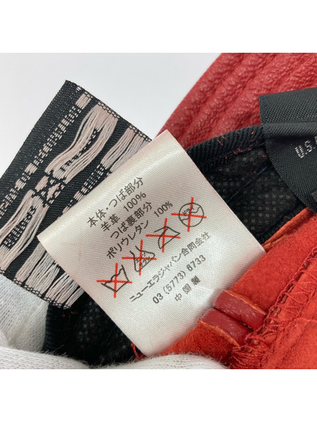 NEW ERA ハット ラムレザーバケットハット 赤 M-L