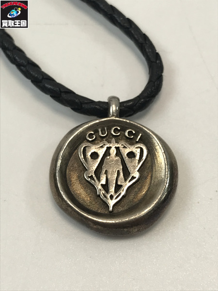 GUCCI グッチ ネックレス シルバー Ag925 Ft612862 レザーチョーカー