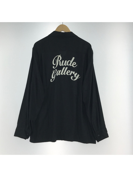 RUDE GALLERY オープンカラーシャツ レーヨン ブラック Japan RUDE GALLERY オープンカラーシャツ レーヨン ブラック Japan