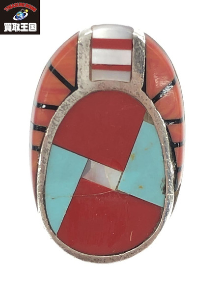 リング ズニ族 インレイ カラーストーン SV925[値下]