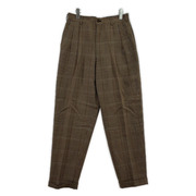 90s COMME des GARCONS HOMME PLUS ブラウンハウンドトゥース2タックウールスラックス