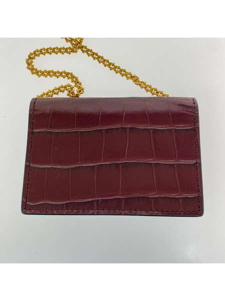 Alexander McQueen SKULL MICRO 型押シ スカル チェーンカードケース 赤