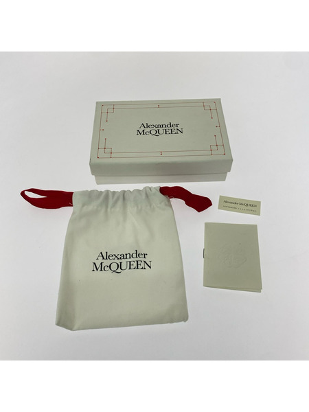Alexander McQueen SKULL MICRO 型押シ スカル チェーンカードケース 赤