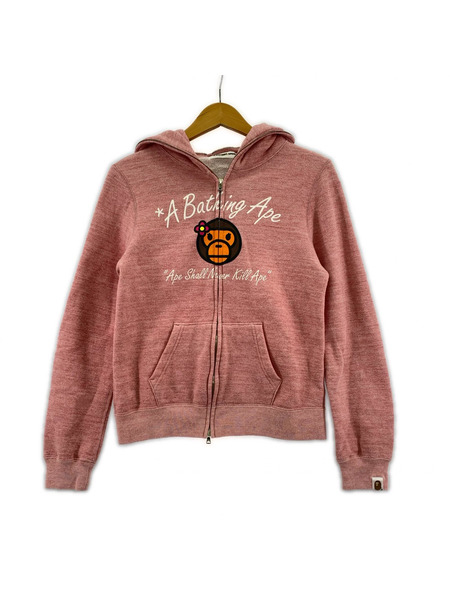 A BATHING APE パーカー(ジップアップ) LISA ジップパーカー ピンク XS