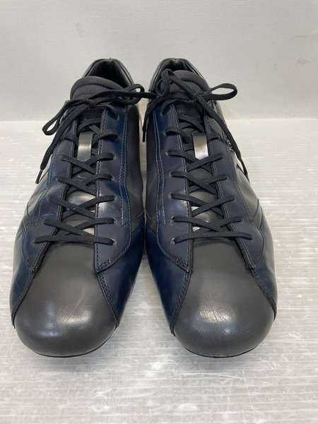 PRADA エナメルレザー×ナイロン ドライビングシューズ 9 ネイビー×ブラック