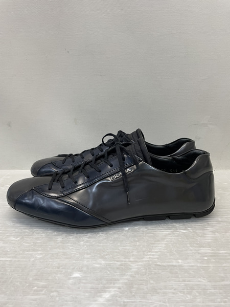 PRADA エナメルレザー×ナイロン ドライビングシューズ 9 ネイビー×ブラック