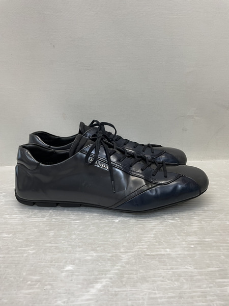 PRADA エナメルレザー×ナイロン ドライビングシューズ 9 ネイビー×ブラック