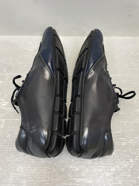 PRADA エナメルレザー×ナイロン ドライビングシューズ 9 ネイビー×ブラック