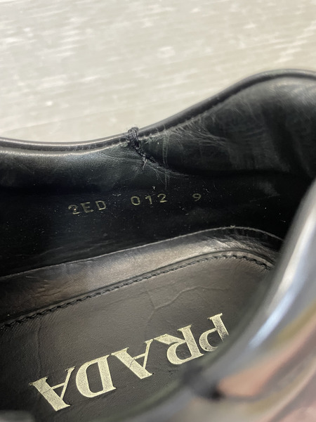 PRADA エナメルレザー×ナイロン ドライビングシューズ 9 ネイビー×ブラック